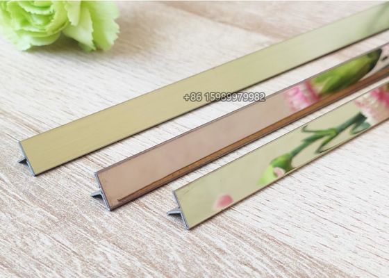 Bright Mirror Stainless Steel Tile Trim 10mm , SUS304 T Profile Patti