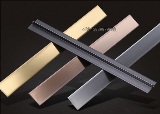 Brushed SS 304 Stainless Steel T Profile Tile Trim T15 Durable With Bent Edge