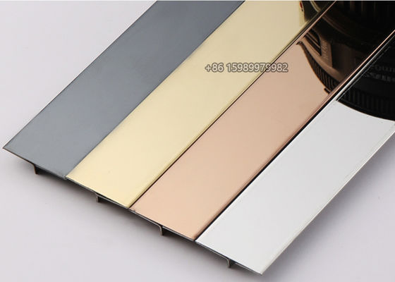 Mirror Effect T Shaped Stainless Steel Profile , Grooved T Profile Patti T40