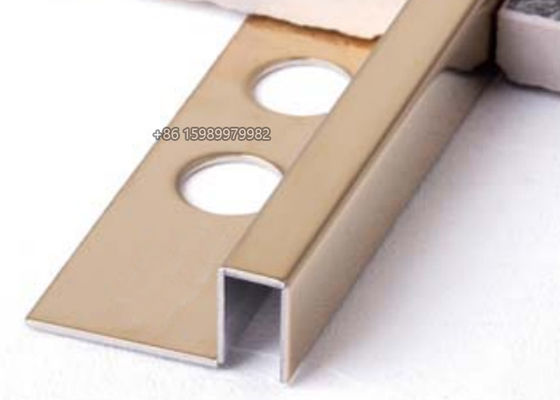 Polished Gold Stainless Steel Square Edge Tile Trim Transition Strip SUS316