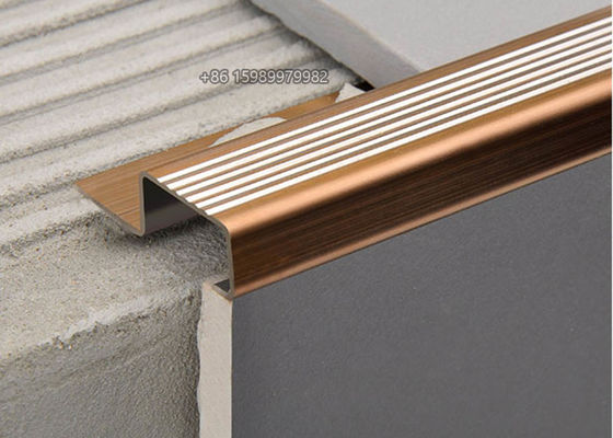 Brushed Stainless Steel Stair Nosing Skiddingproof 15mm For Concrete Steps