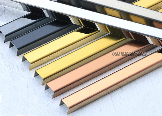 Bright Mirror Stainless Steel U Channel Trim Tile Separation 12mm X 12mm X 12mm