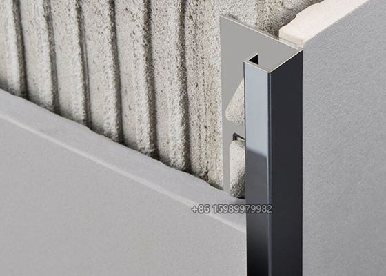 Window Sill Cubic Square Stainless Steel Wall Tile Trim 10mm Mirror Black