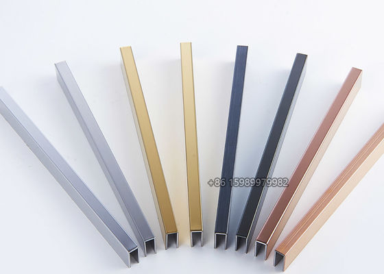 SUS304 Metal U Channel Trim 10x5x10mm Brushed Effect Titanium Color