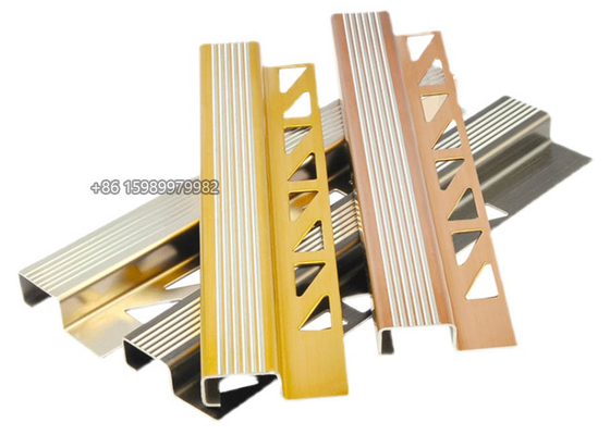 0.6mm 304 Stainless Steel Stair Nosing Step Edging Profiles Matt Silver Gold